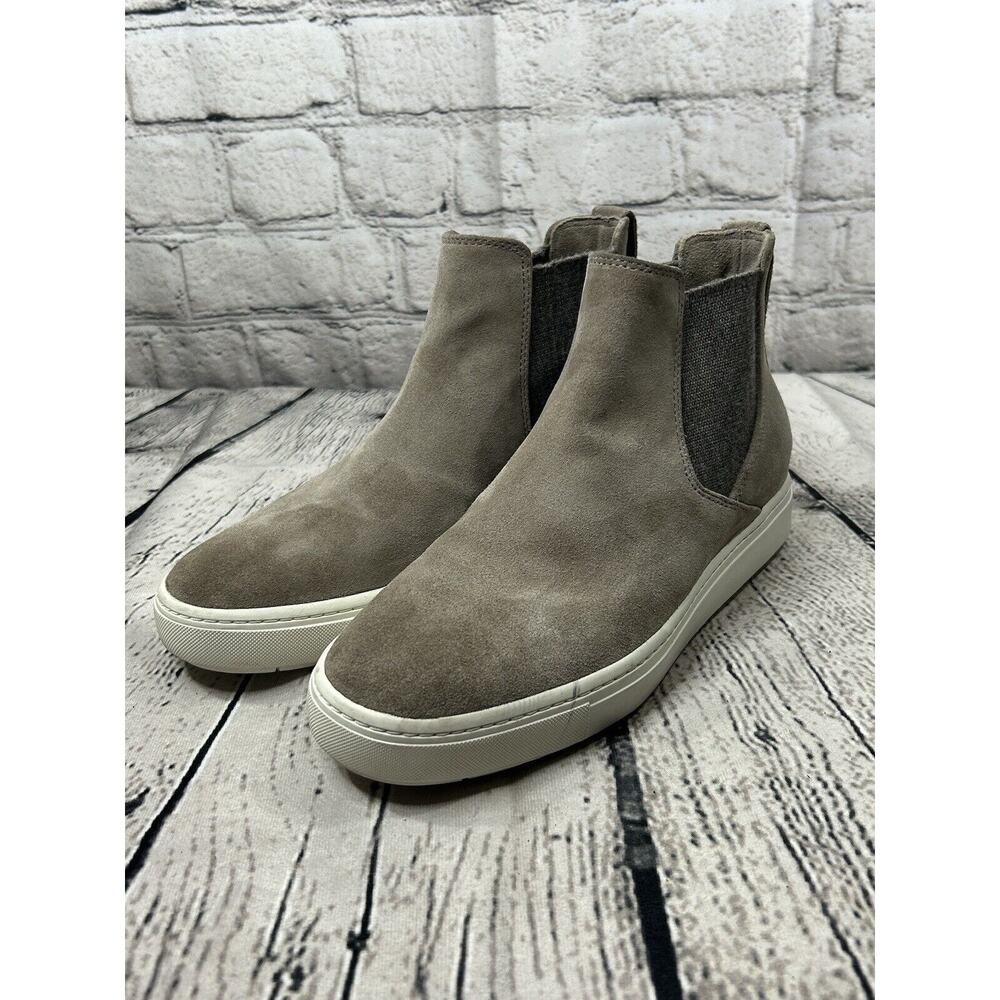 Vince The Newlyn Chelsea High Top Suede Bootie Sneaker Greystone Slip-On Sz 5.5